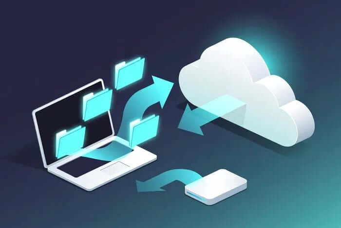 Data backup and computer security illustration