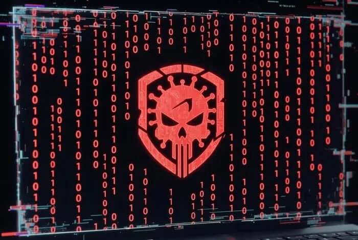 Malware alert and reactive computer security illustration