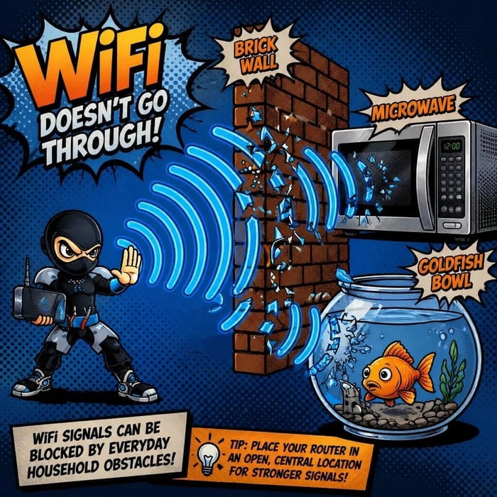 Household obstacles and devices that can interfere with a WiFi signal
