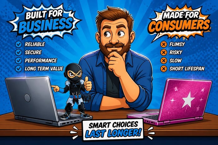 Illustration comparing business laptop features
