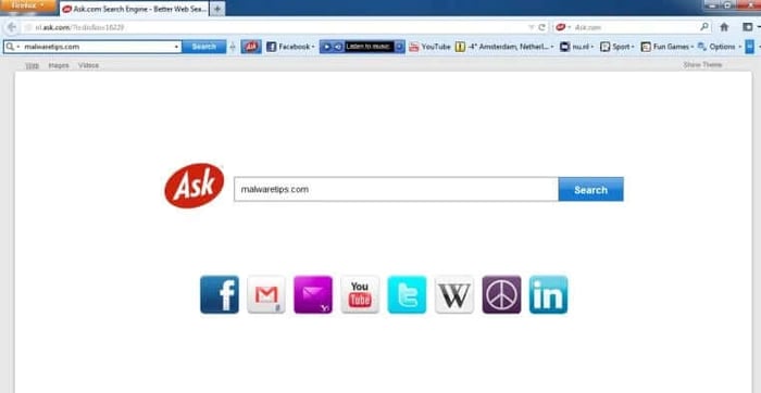 Ask search toolbar example